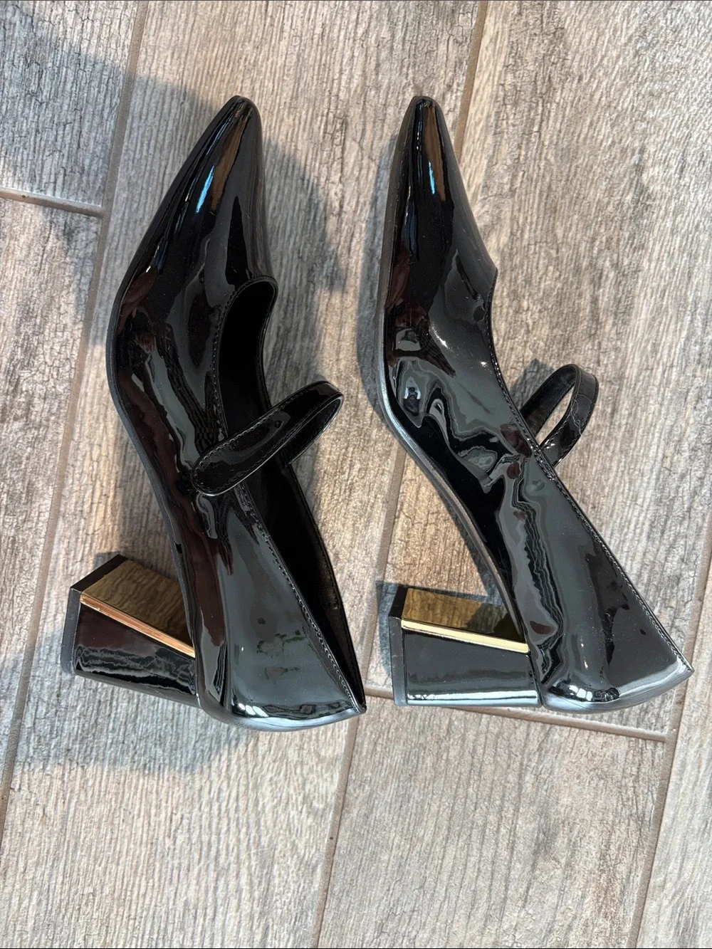 Jones New York Black Patent Pointed-Toe Mary Jane  3.5 inch size 7.5
